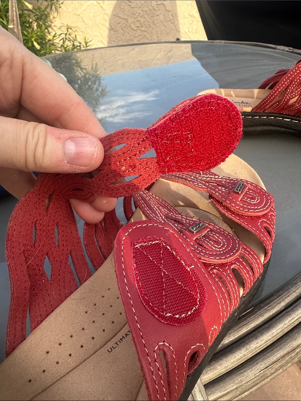 Clark’s Laurieann Ruby red leather sandals size 11 EUC - Picture 6 of 8
